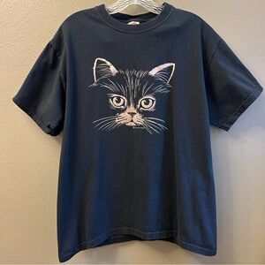 Vintage Cat Face T-Shirt Rose Gold Shimmer Fashion Team 90s Heavy size Large L